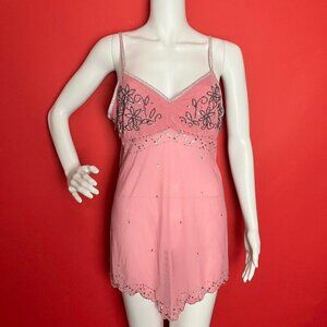 Vintage embellished pastel pink sheer slip dress 🤍🩷​​​​​​​